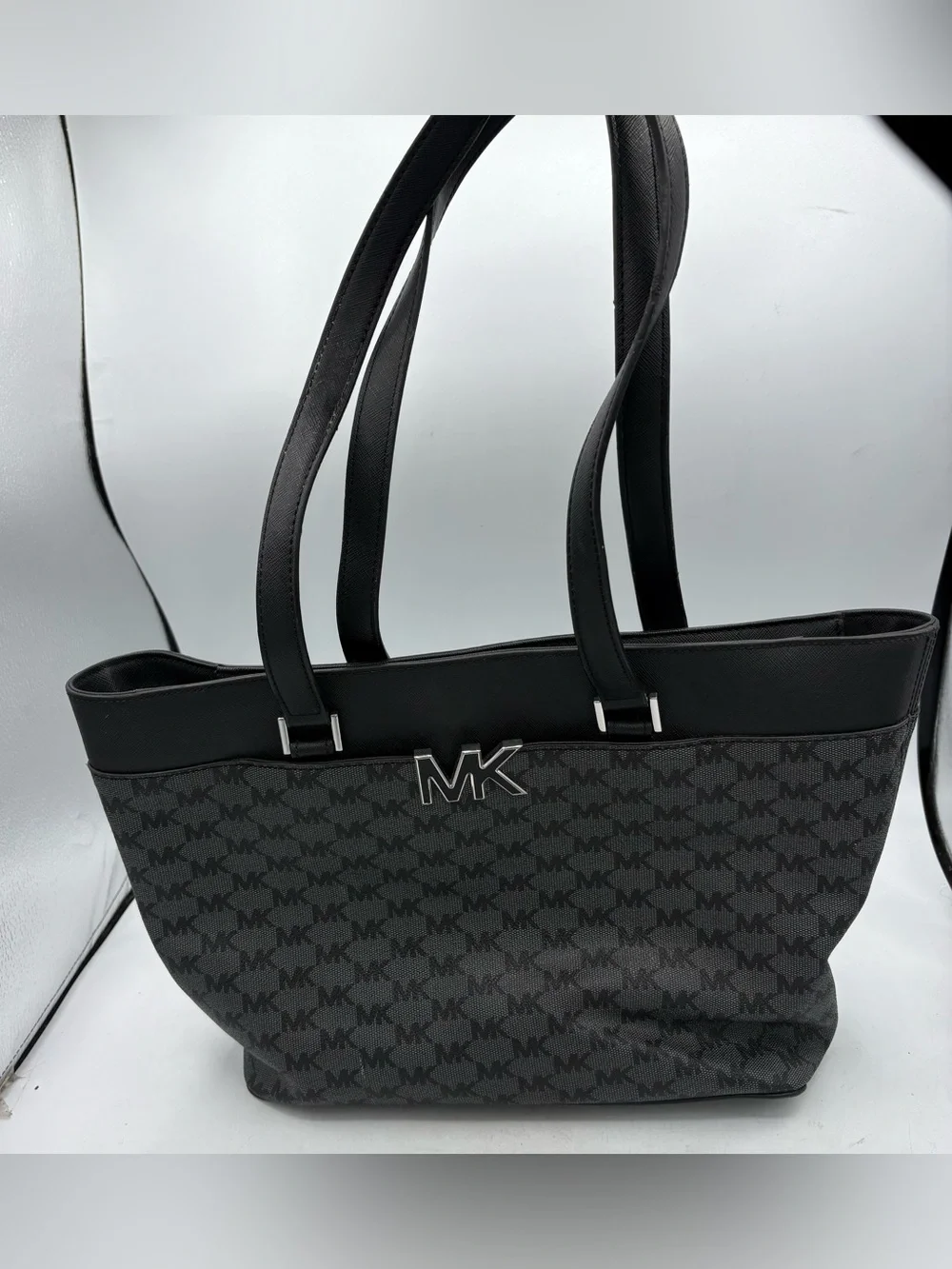 Michael Kors Shoulder Bag Purse Large Florence Black Gray Tote